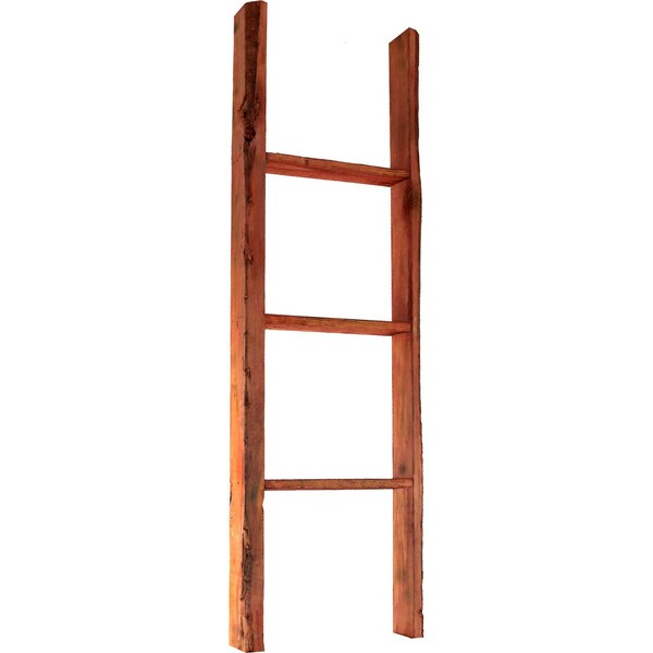 Ekena Millwork 15"W x 48"H x 3 1/2"D Vintage Farmhouse 3 Rung Ladder, Barnwood Decor Collection, Salvage Red DECR015X048X04LDRRD - main